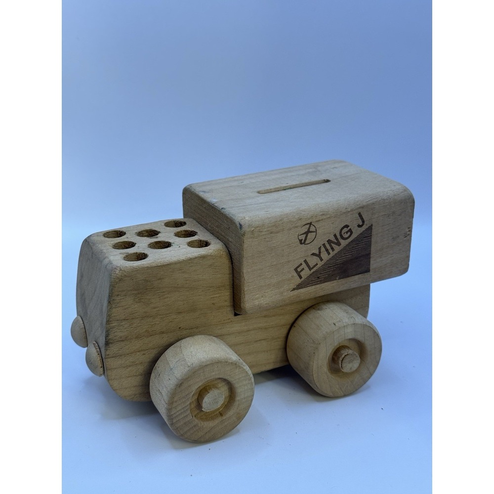 Vintage Oregon Wooden Toy Co. Flying J Truck Bank Pencil Holder 1998 USA